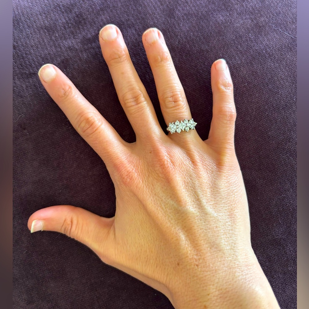 Silver Plated Women’s Ring With Clear Crystal Stones